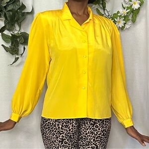 Peters & Ashley vintage 90s yellow button up blouse